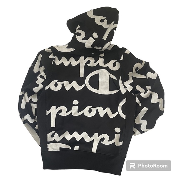 CHAMPION Reverse Weave Pullover Hoodie Black Size small - Picture 2 of 6